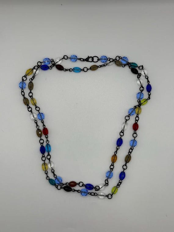 38" faceted glass bead necklace