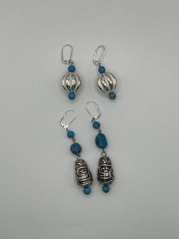 Turquoise and silver earrings (2 options)