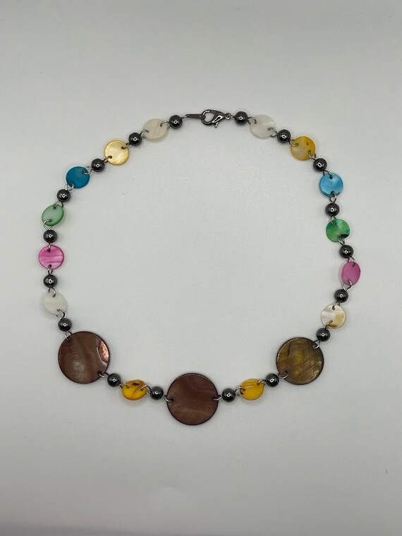 18" mother of pearl coin necklace