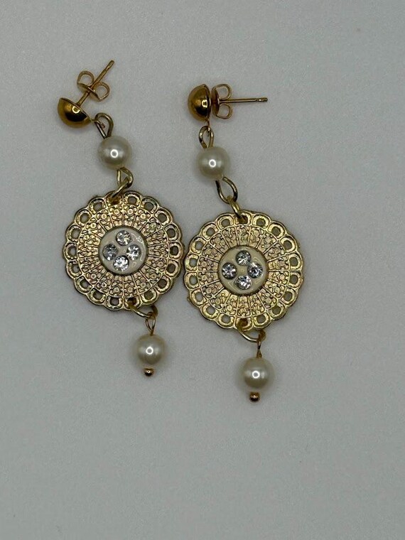 Gold medallion earrings