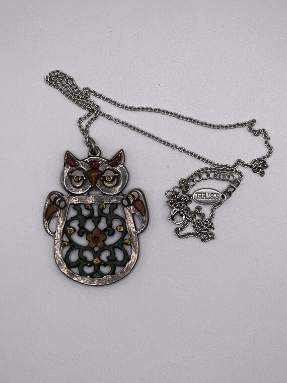 20" vintage owl pendant