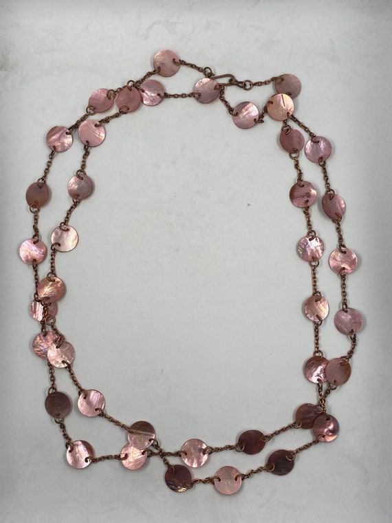 56" pink shell necklace