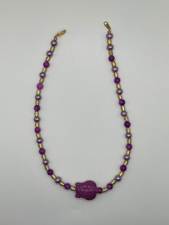 15" purple turtle necklace