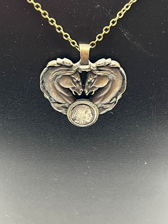 18" brass horse head pendant