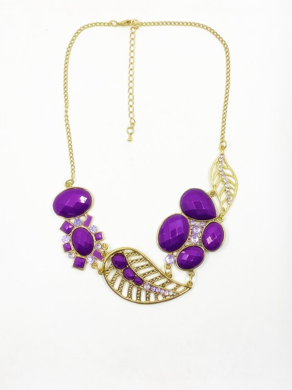 16" purple and gold necklace w/ 3" extender