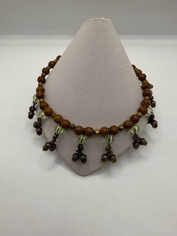 10" brass acorn charm bracelet