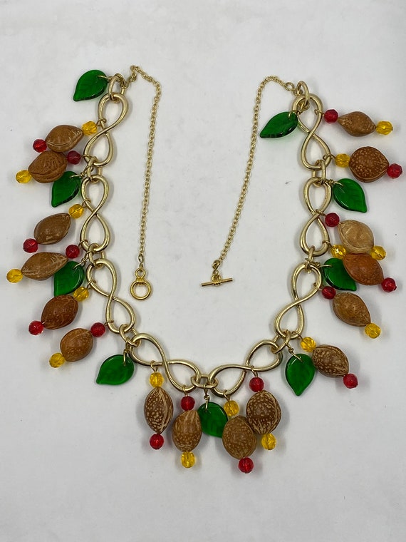 22" vintage nut bead necklace