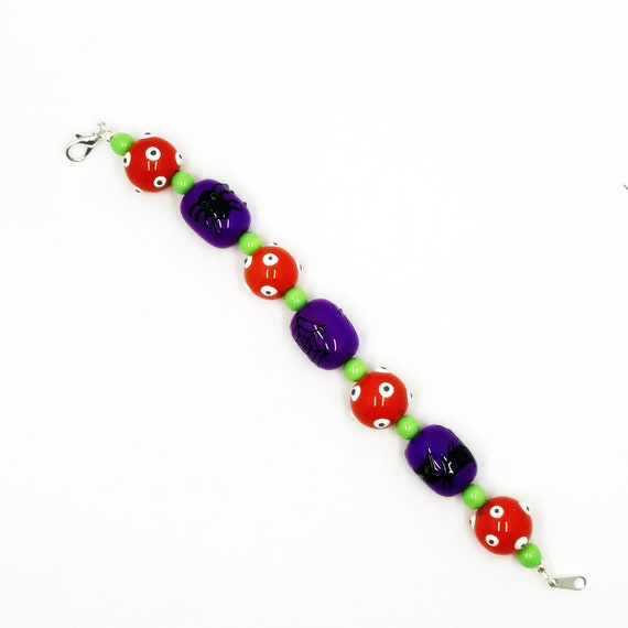 7" glass bead Halloween bracelet