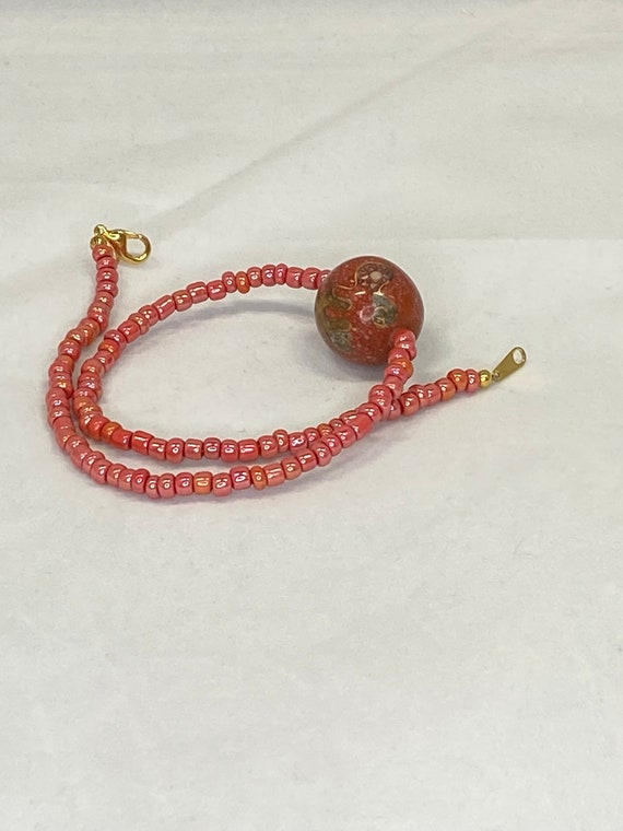 13.5" salmon bead wrap bracelet