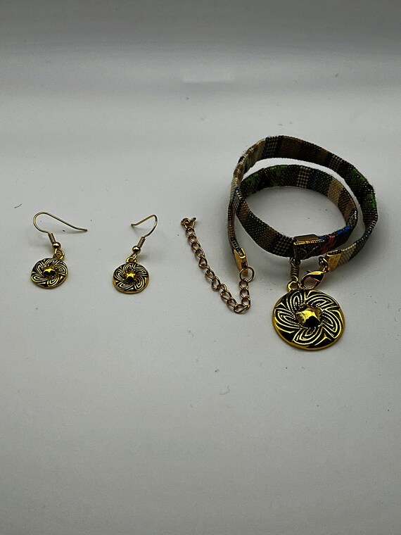 12" wrap around bracelet and earring set