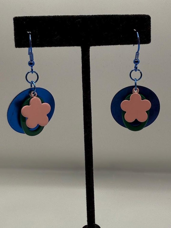 Various blue disc drop earrings (4 options)