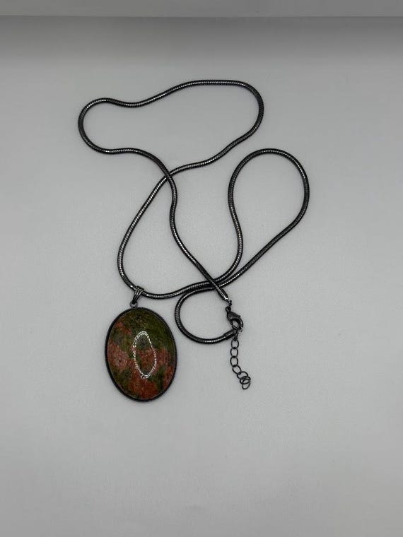24" unakite pendant necklace