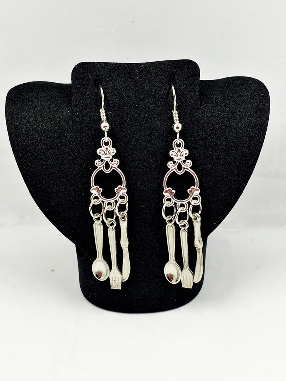 2.5" silverware dangle earrings