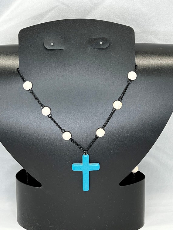 26" howlite cross necklace