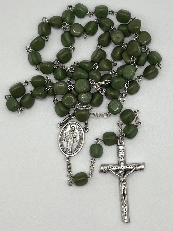 26.5" serpentine nugget bead rosary with Our Lady of the Americas center