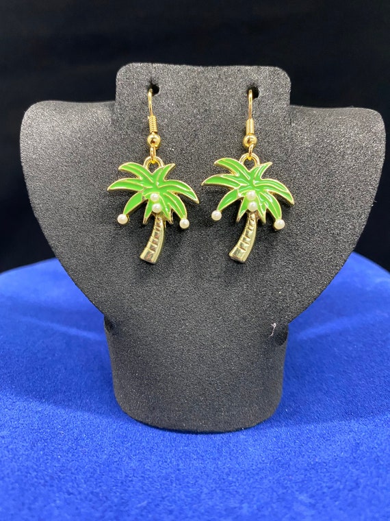 Enamel palm tree earrings