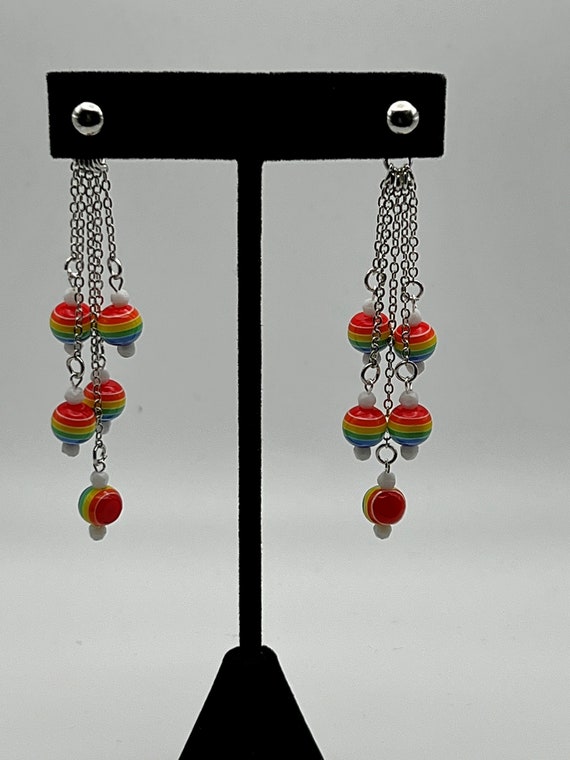 Rainbow bead earrings