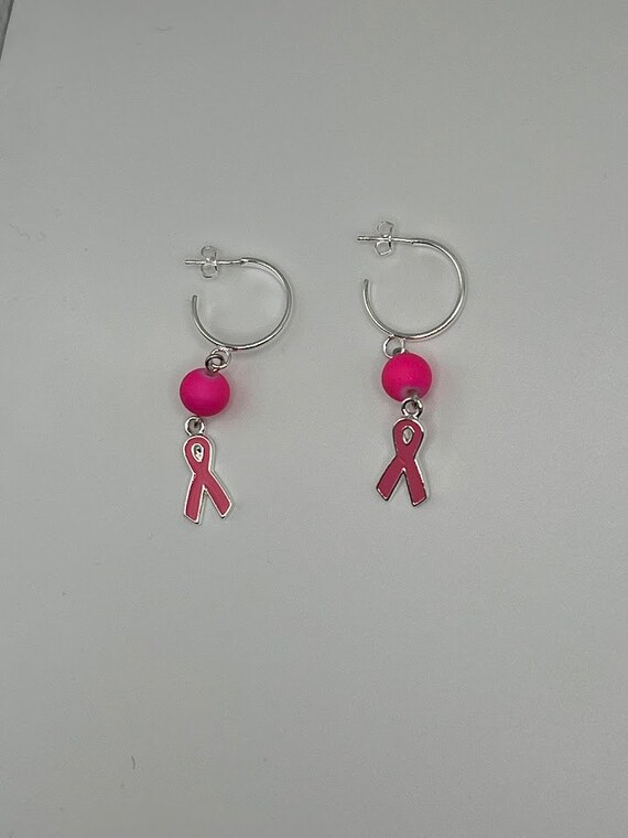 Pink or purple awareness ribbon earrings