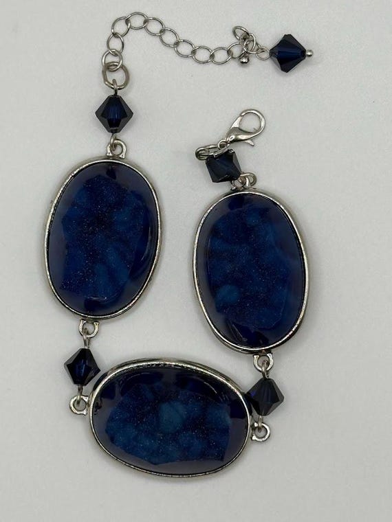 7.5" blue druzy bracelet