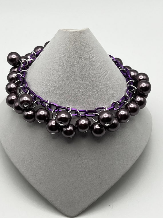 7" eggplant purple pearl bracelet