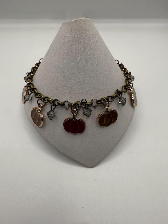 9" enamel pumpkin charm bracelet