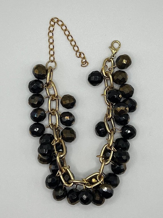 8" black faceted bead bracelet