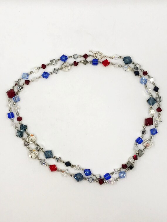 35.5" patriotic Swarovski crystal necklace