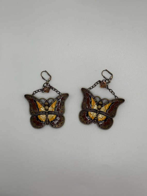 Enamel butterfly earings