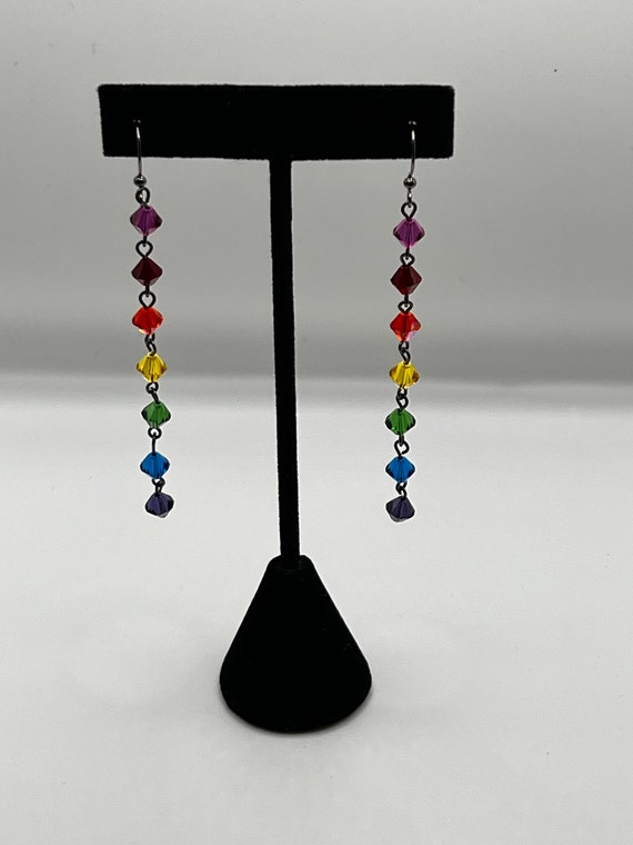 Dark Rainbow Swarovski crystal earrings