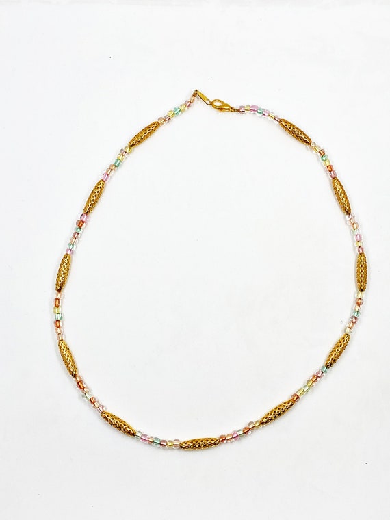 19.5" gold filigree tube necklace