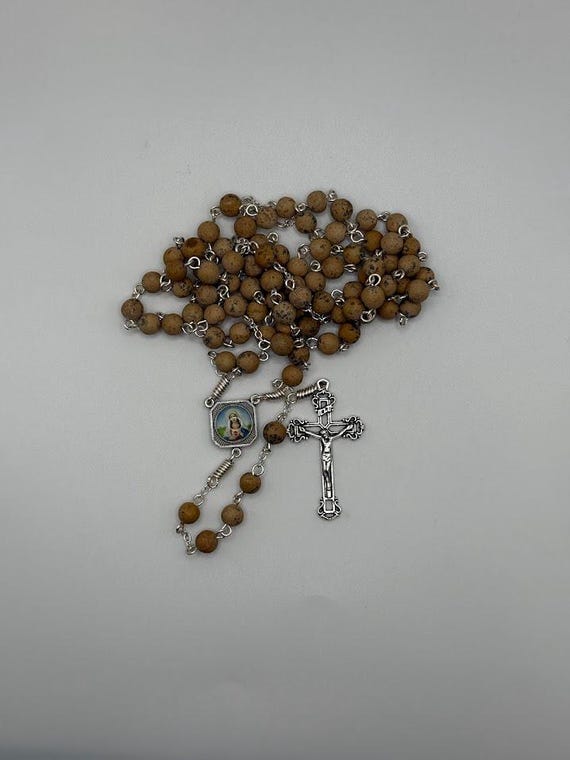 27" grainstone bead crown rosary