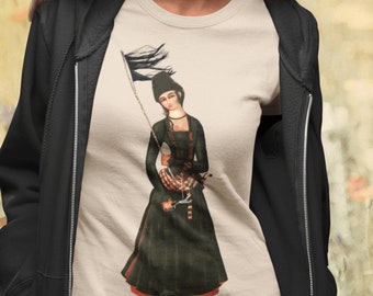 Stand With Iranian Women Shirt, Mahsa Amini Shirt, Womens Rights T-Shirt, Freedom for Iran Tee, Persian Miniature Painting, Black Hair Flag