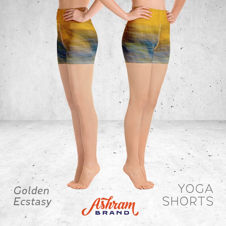 Golden Ecstasy Print Short Yoga Pants Short Yoga Leggings Yoga Shorts Women/'s Workout Leggings