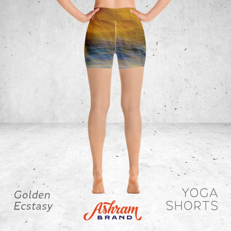 Golden Ecstasy Print Short Yoga Pants Short Yoga Leggings Yoga Shorts Women/'s Workout Leggings
