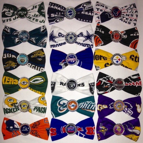 4.5" NFL Football Sports Fabric Hair Bow Clip