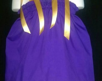 LSU College Sports Pillowcase Dress & Fabric Hair Bow Clip