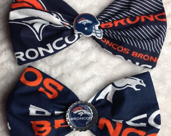NFL Denver Broncos Football Sports Fabric Hair Bow Clip