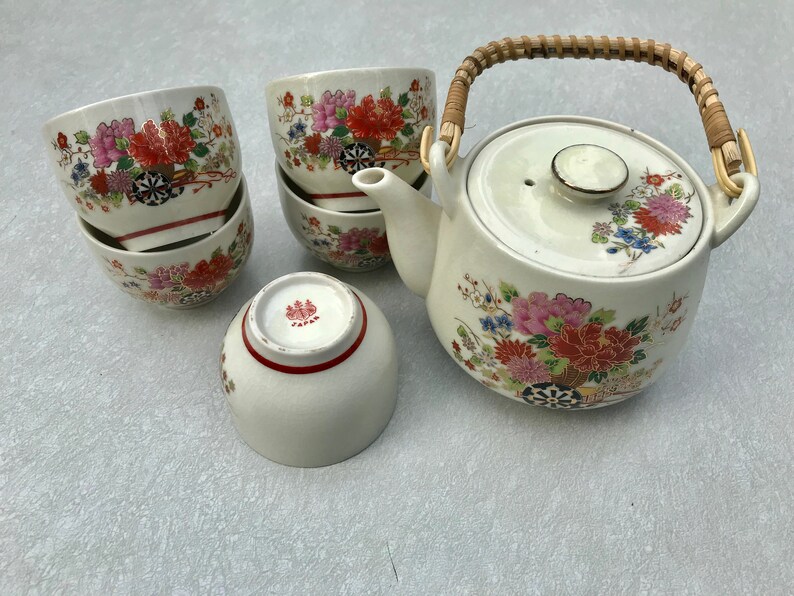 Japanese Tea Set made in Japan Floral Print Etsy