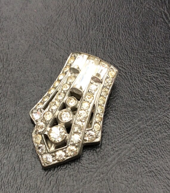 Crystal Rhinestone Dress Clip in Silver Metal