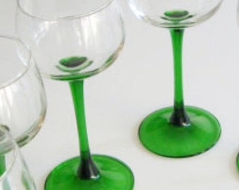 Crystal Absinthe Glass with Tall Green Stem