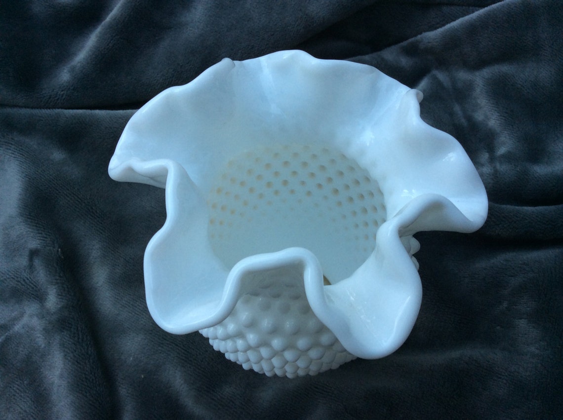 Fenton Milk Glass 1930s Hobnail Vase Etsy
