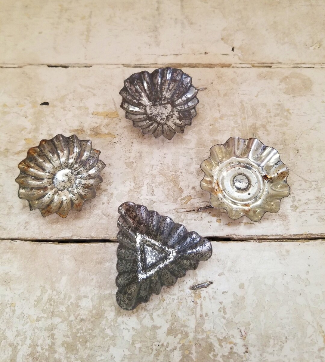 Vintage Assorted Tiny Metal Tart Tins/molds Set of 4 Etsy