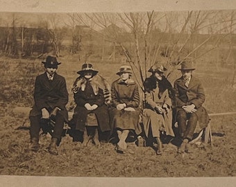 Antique Vintage Group Photo | Dated 1920 | Women Wearing Wild Animal FURS | Black & White / Sepia | Names on Back | Display It | Gift It