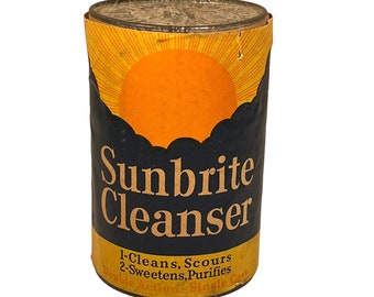 Vintage SUNBRITE Cleanser | 14 Oz Can | New Old Stock | Kitchen Display Prop | RARE | Unused | Advertising Collectible | Paper Label