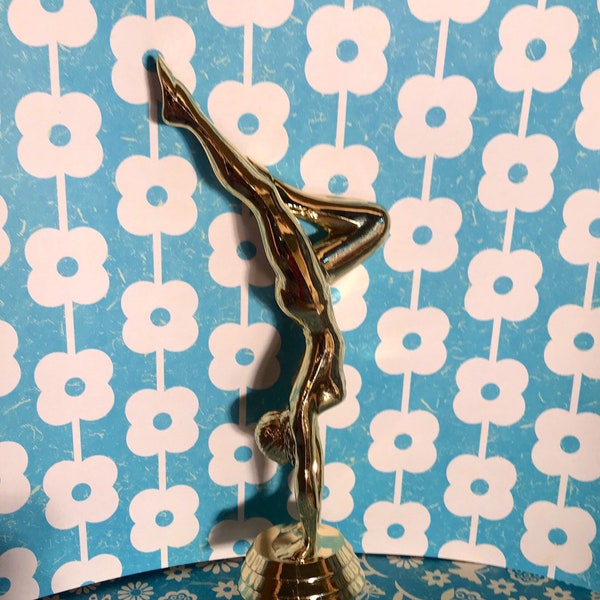 Lady Doing a Handstand Vintage Trophy Topper | Shiny Gold | Plastic & Lightweight | 6.5" Tall | Crafting Supply | New Old Stock |