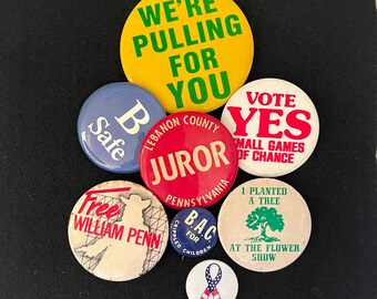 Vintage Political Pinback Buttons | 1960s-1990s