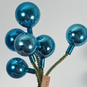 Vintage Blue Glass Ball Christmas Spray | Holiday Ornament, Made in Japan