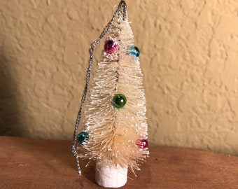 Adorno navideño vintage de mediados de siglo para árbol de Navidad / Blanco crema, 8,9 cm (3,5 pulgadas)