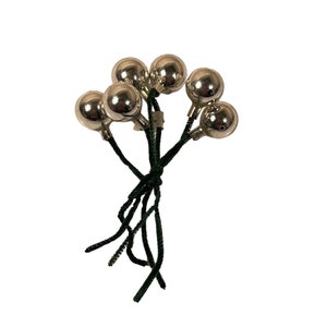 Vintage Christmas Spray | Metallic SILVER Blown Glass Balls on Pipe Cleaners | 1940s or 50s | 5" Gift Trim, Topper | Holiday Display Filler