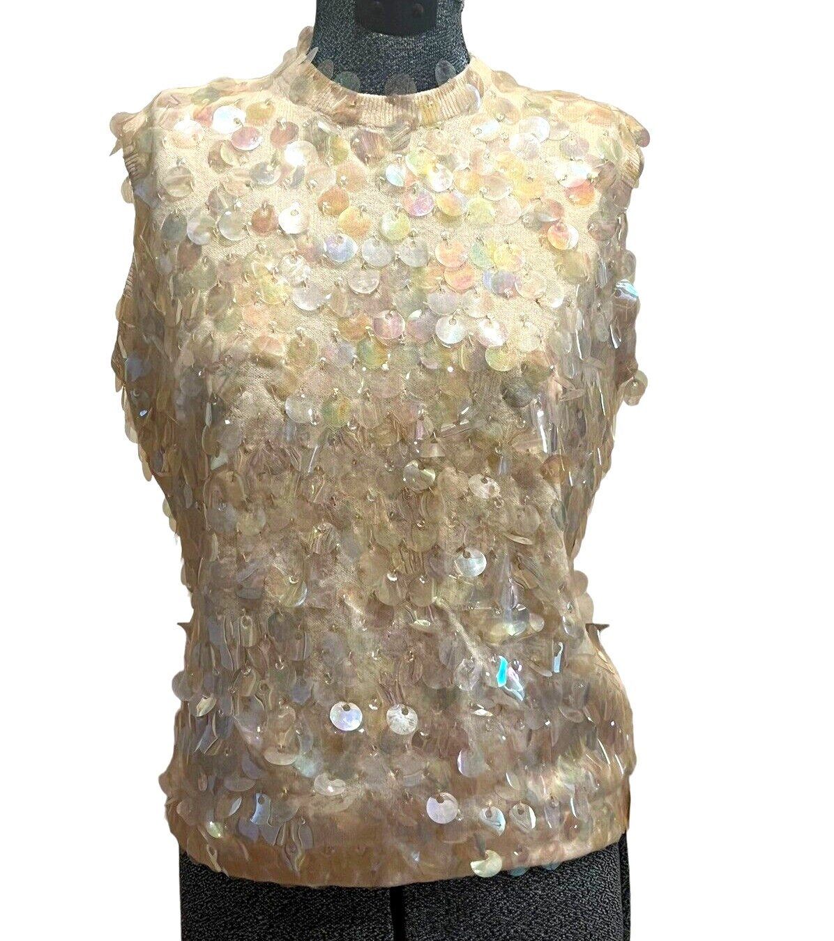Vintage 1960s Womens Sweater Top By: Cyn Les Sequined Party